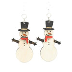 Wooden Snowman Earrings