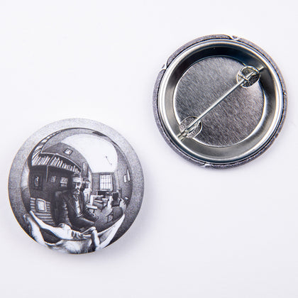 M.C. Escher Hand with Reflecting Sphere Button