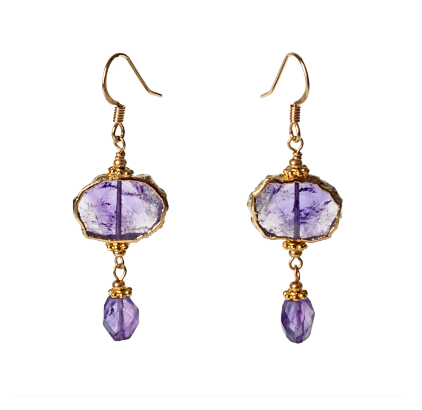 Slice Faceted Amethyst Earring