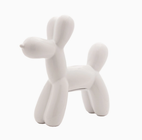 Mini Ceramic Dog Piggy Bank - White