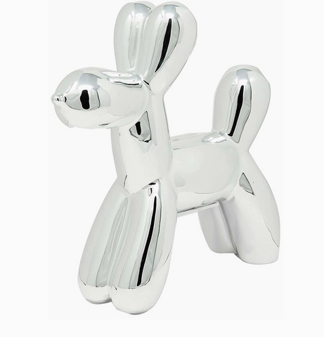 Mini Ceramic Dog Piggy Bank - Silver