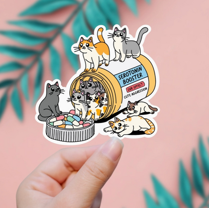 Serotonin Booster Cat Sticker
