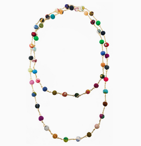 Dotted Kantha Long Necklace