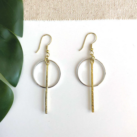 Bar Hoop Drop Earrings