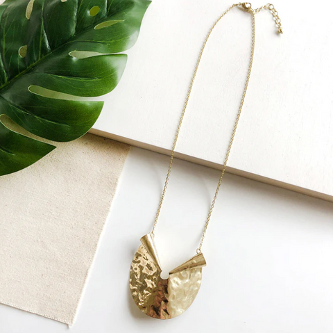 Sculptural Scroll Necklace - Gold