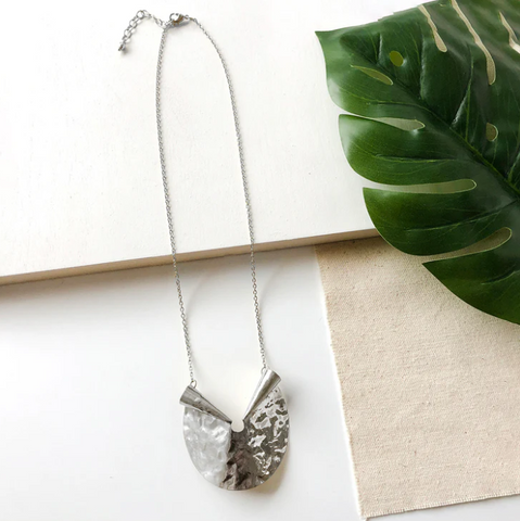 Sculptural Scroll Necklace - Silver