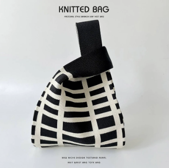 Black and White Knit Tote