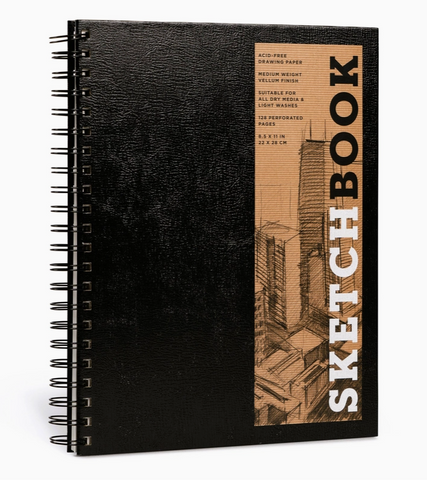 Large Sketchbook 8.5 X 11"- Spiral Hardcover (Black)