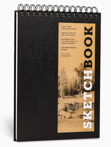 Medium Sketchbook 10x7"- Basic Spiral Fliptop (Black)