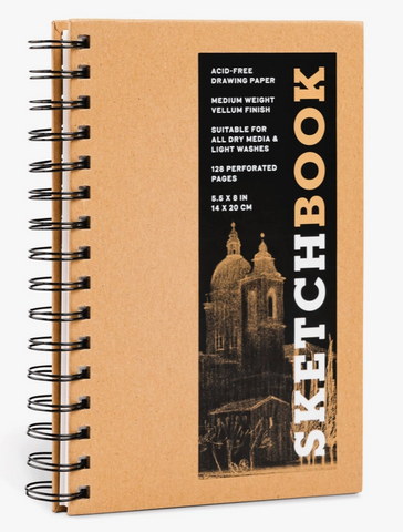 Small Sketchbook 5.5 X 8"- Spiral Hardcover (Kraft)