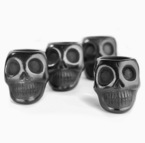 Black Clay Mexican Skull Shot Glasses