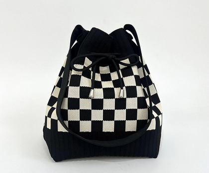 Drawstring Checkered Bag