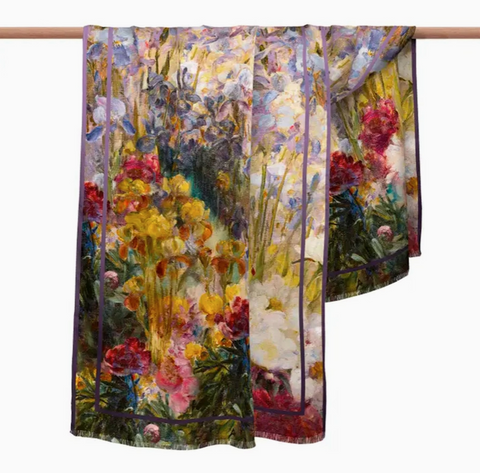 Silk Blend Shawl Tiffany Peonies & Iris