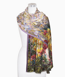 Silk Blend Shawl Tiffany Peonies & Iris