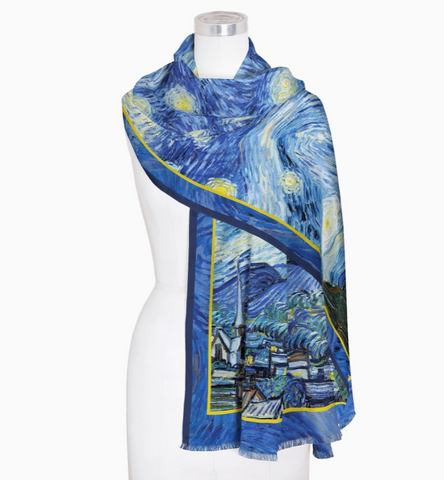 Silk Blend Shawl Van Gogh Starry Night