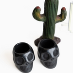 Black Clay Mexican Skull Shot Glasses