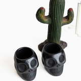 Black Clay Mexican Skull Shot Glasses