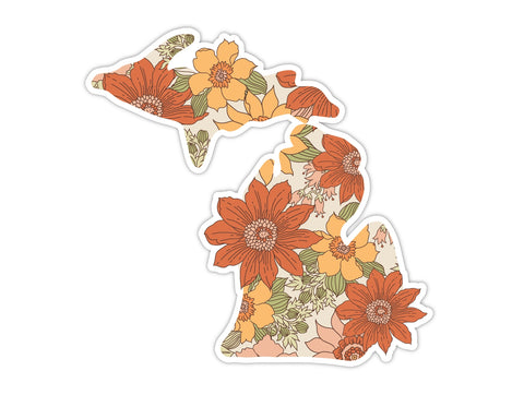 Retro Floral Michigan Sticker